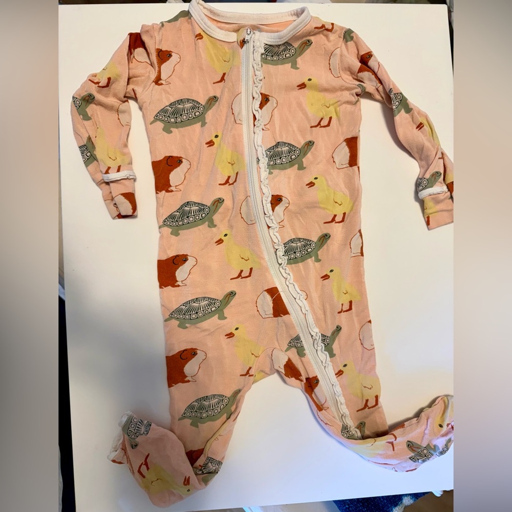 Kickee Pants Peach Animal Print Footed One-Piece